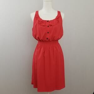Gianni Bini Red Sleeveless Dress with Ruffled Neckline